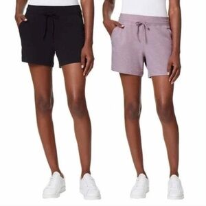 32 Degrees 2-pack Black Purple Shorts XS